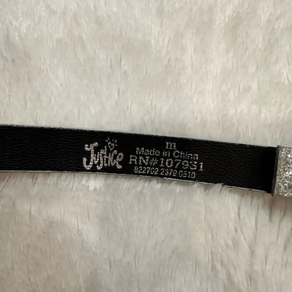 Justice Silver Glitter Belt sz M